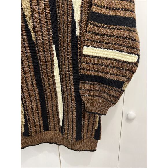 VTG LaVane New York “Coogi Style” Knitted Crewneck Sweater, Elastic Waist Sz L - Picture 2 of 9